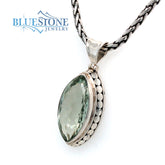 Sterling Silver Pendant with One Marquise Cut Green Amethyst. Pendant